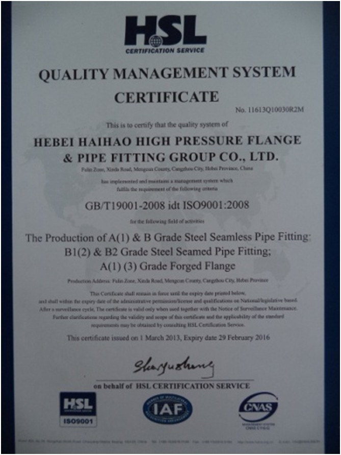 Haihao Group Be awarded ISO9001: 2008 approval