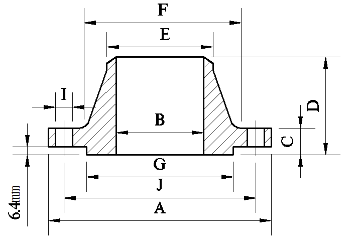 ASME B16.5 Weld Neck Flange/WN Flange Dimensions