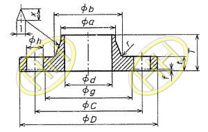 JIS B2220 5K Weld Neck Flange Drawing