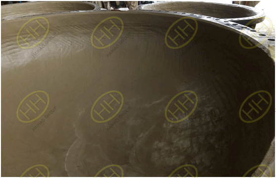 Make cement lining for big size pipe spool/cap with flange