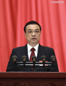 Chinese Premier Li Keqiang delivers a government work report