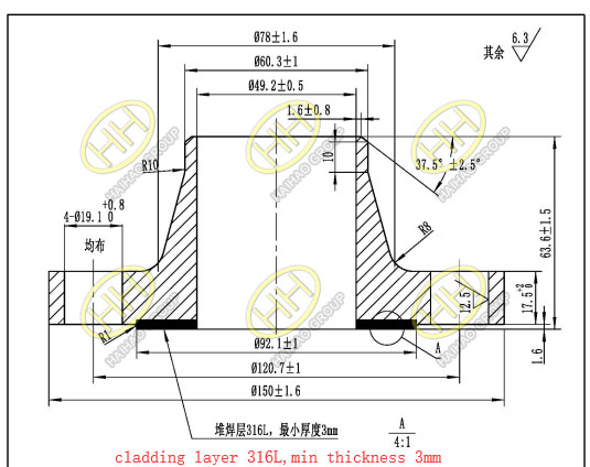 Flange cladding drawing