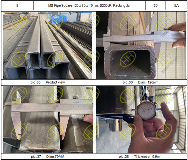 Dimensional inspection of section steel pipes